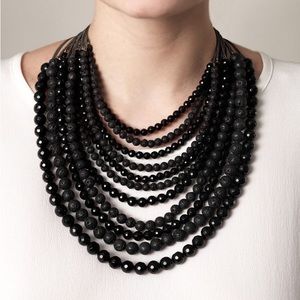 Rosantica Raissa black stone glitter layered necklace